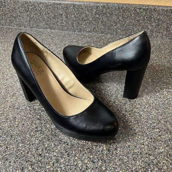 Naturalizer Shoes - Naturalizer Shoes Comfort High Heel Womens Sz 6M Balck Faux Leather Slip On Pump